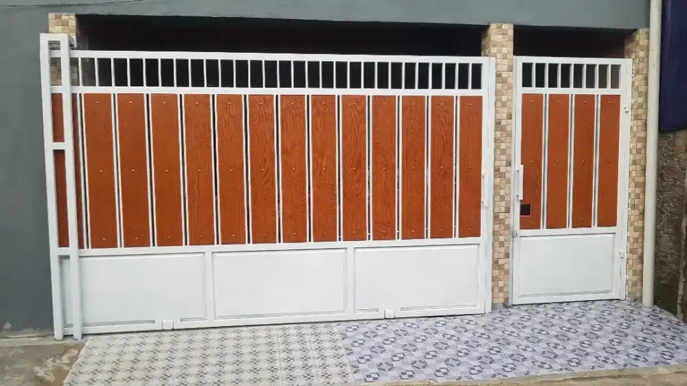 Pagar dorong kombinasi grc serat kayu