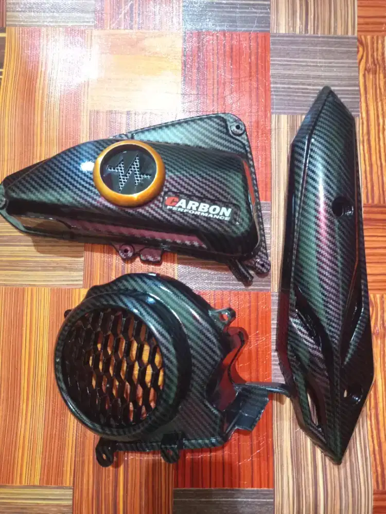 DIJUAL SET BOX FILTER, TUTUP KIPAS, TAMENG KNALPOT CARBON BEAT DELUXE