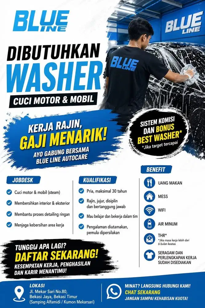 Karyawan Carwash/ Cuci Steam Motor & Mobil