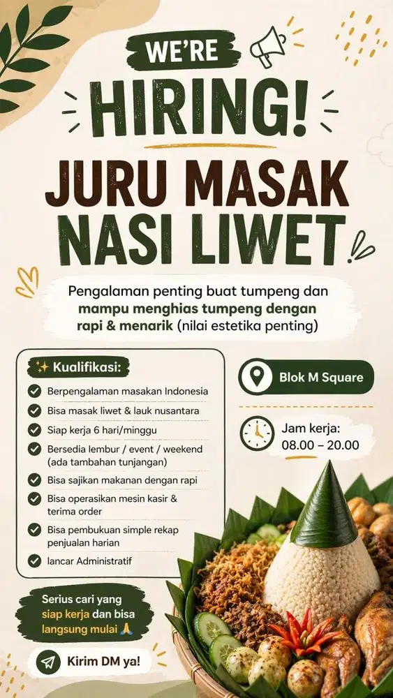 Loker Juru Masak Nasi Liwet