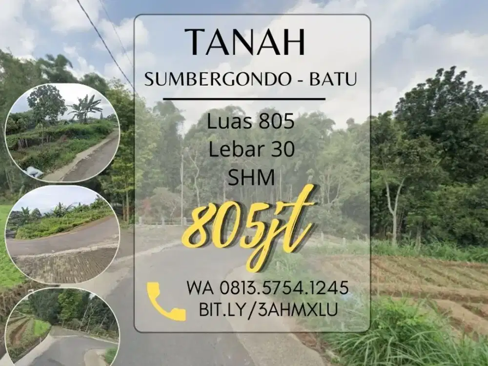 Tanah dijual di punten sumbergondo bumiaji Batu Lt805 poros view pegunungan 805jt