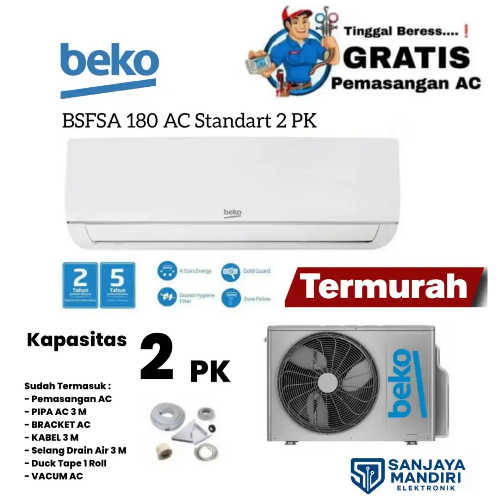 FREE PASANG! BEKO AC Split 2 PK STANDART BSFSA180 TURBO COOLING R32