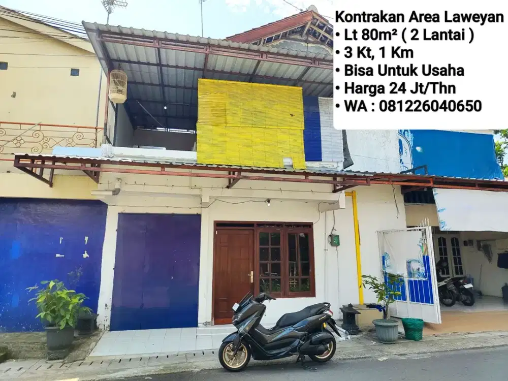Sewa Rumah Area Laweyan, Bisa Untuk Usaha, Dekat Purwosari, Gentan, Luwes Gentan, Kartasura