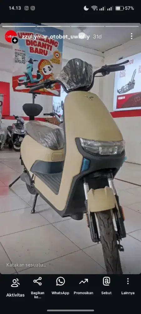 Jual sepeda listrik M60 cream cash/credit