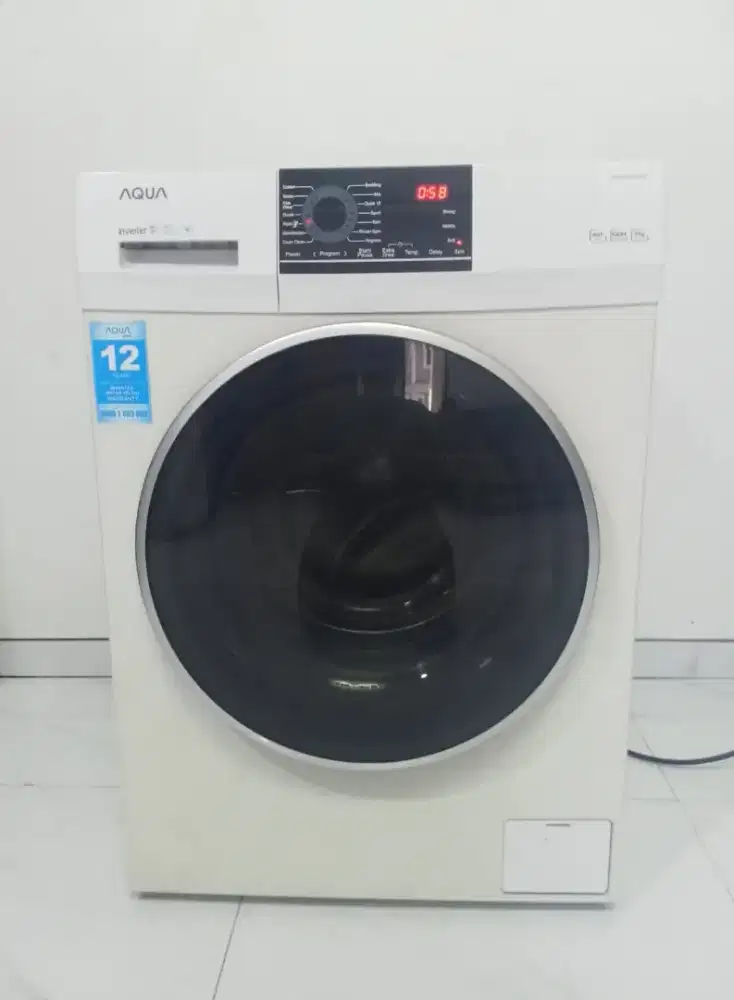 Mesin Cuci Aqua front loading 7 kg inverter no minus garansi murah