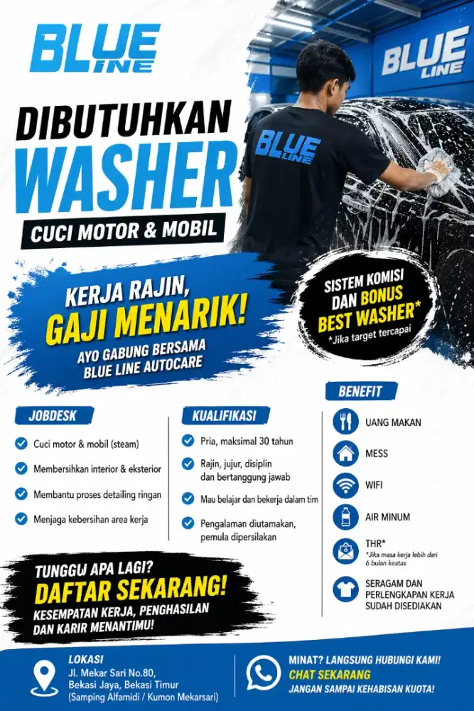 Loker Karyawa Cuci Steam Motor & Mobil