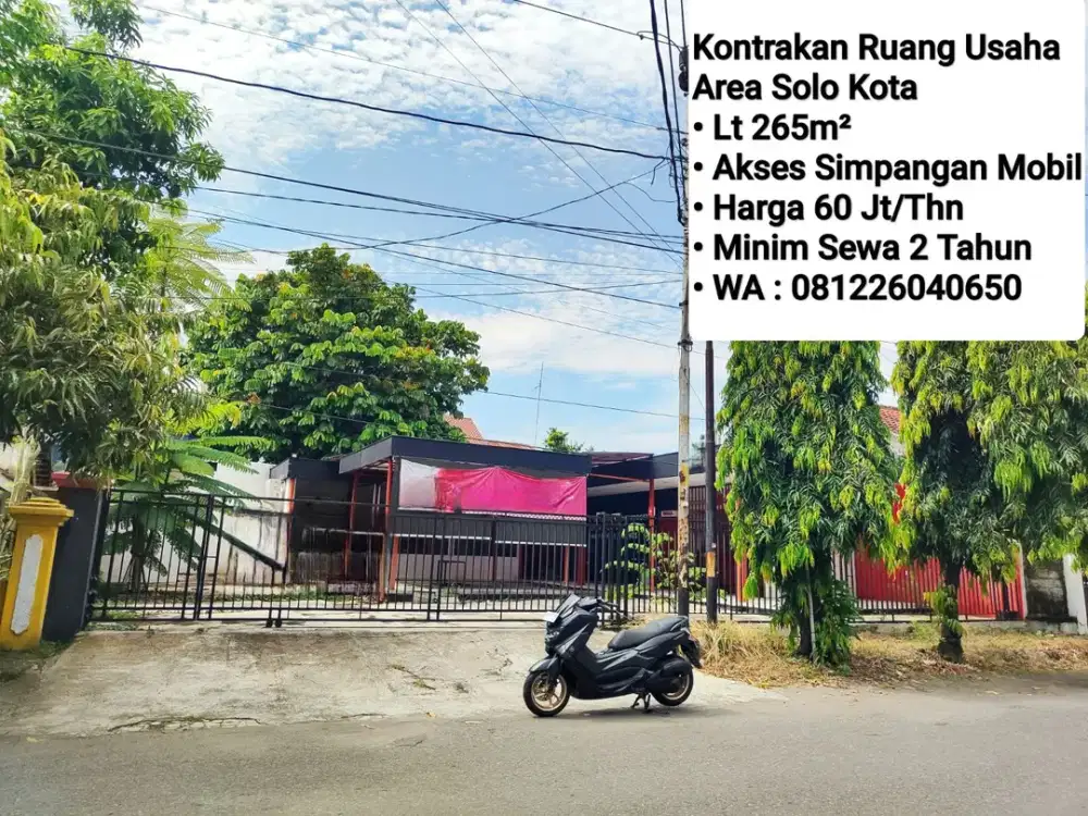 Sewa Tempat Usaha Area Solo Kota, Dekat Solo Paragon, Kota Barat, Solo Grand Mall, Solo Square