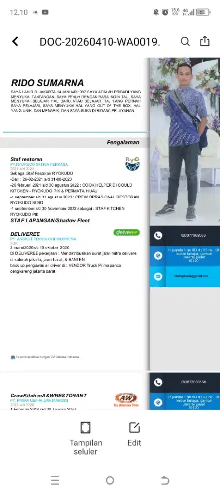 Pekerjaan atau bisnis Fnb jakarta tangerang