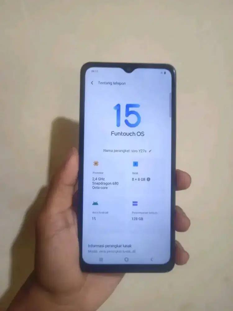 Vivo y27s 8+8/128 hp casan tipe c