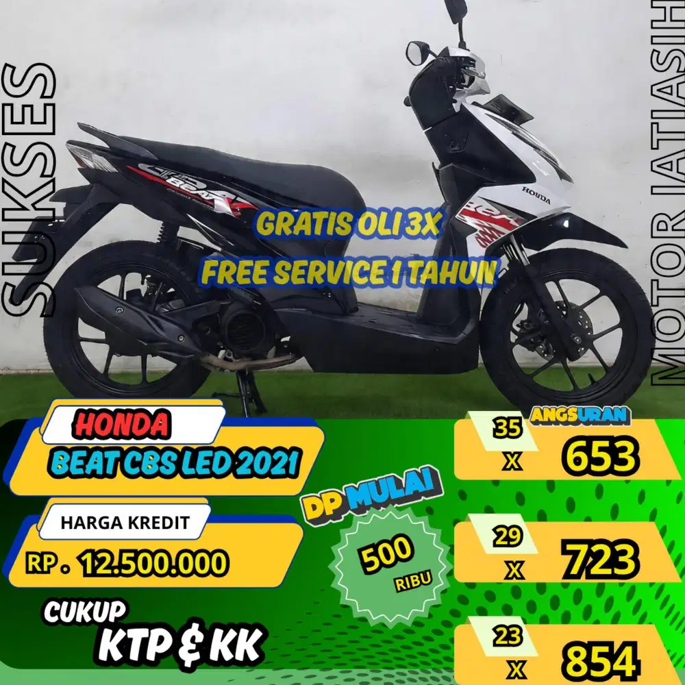 HONDA BEAT CBS LED 2021 ANGSURAN TERMURAH SYRT KTP&KK(SUKSESMOTOR)