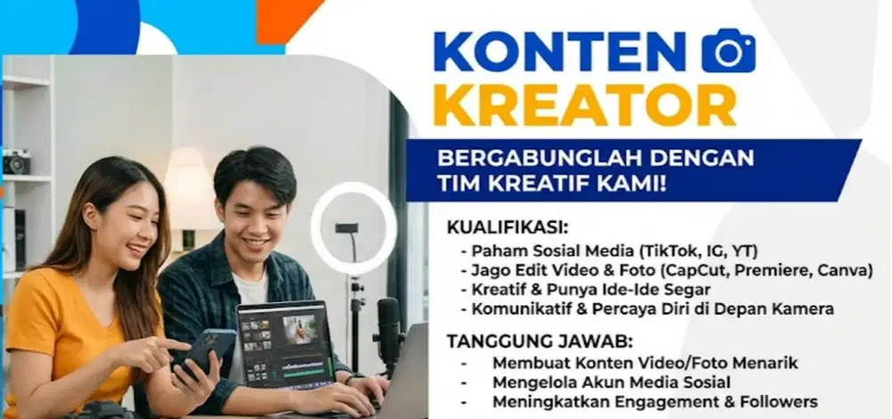 DIBUTUHKAN KONTEN KREATOR UNTUK ONLINE SHOP/MARKETPLACE