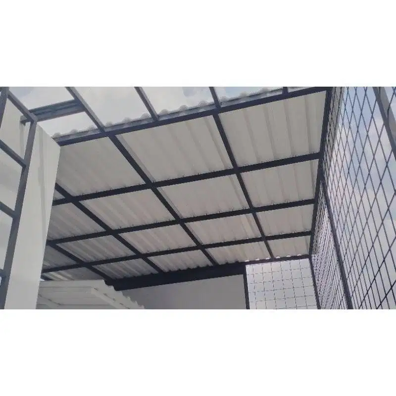 pemasangan kanopi atap upvc double layer roofcold