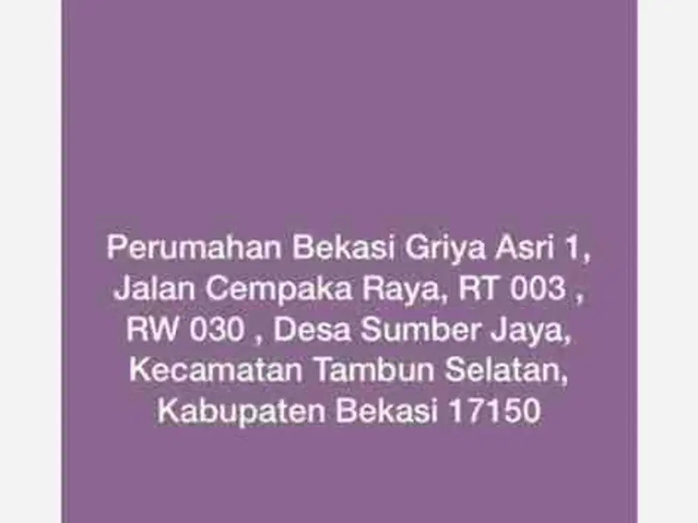 Dijual kios Ruko cantik dipinggir jalan utama Perumahan Griya Asri 1 jalan Cempaka Raya rt03,rw 30 Sumber Jaya Tambun Selatan Bekasi