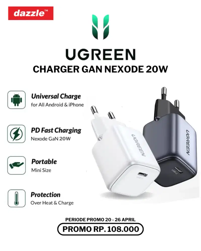 UGREEN GAN NEXODE 20W TYPE C CHARGER