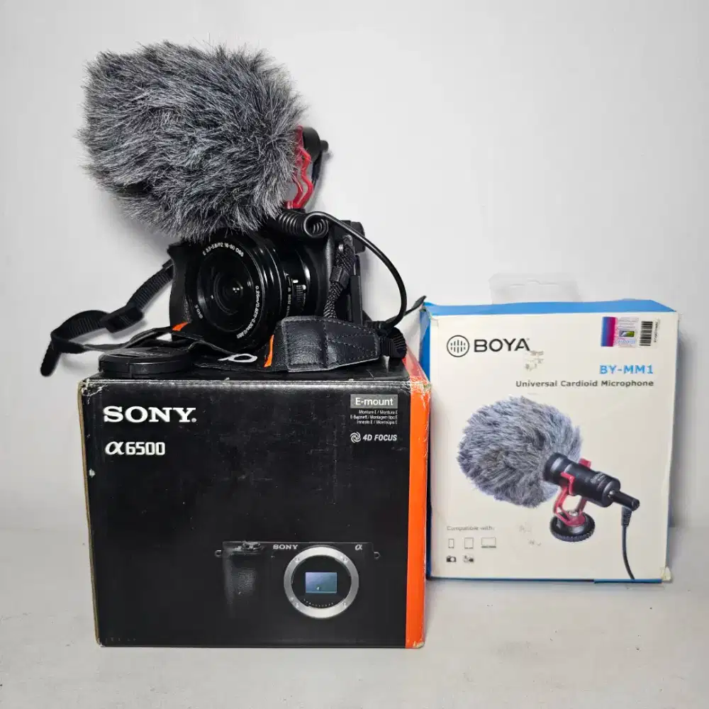 Dijual Kamera Mirrorless Sony A6500 4K + lensa kit, lengkap semuanya.