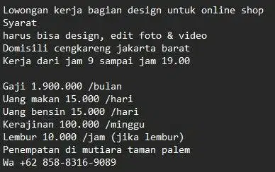LOWONGAN KERJA DESIGN UNTUK ONLINE SHOP