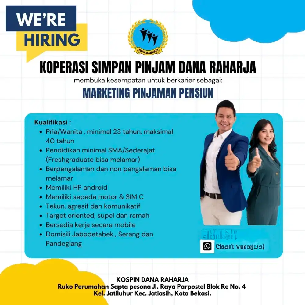 Dibutuhkan Segera Marketing Pinjaman Pensiun