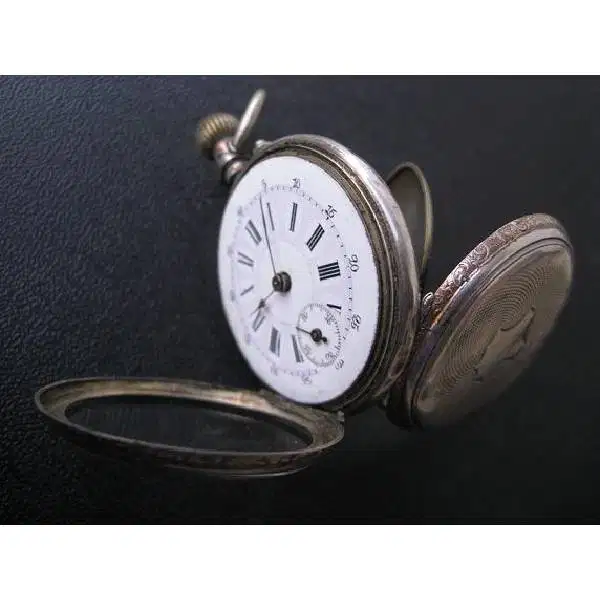 Antique - Art Deco VintageFull Zilver zakhorloge/ jam saku Swiss 1900