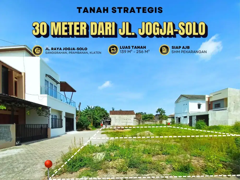 Tanah Jogja Strategis Dekat Exit Tol Jogja-Solo Nyaman Untuk Hunian