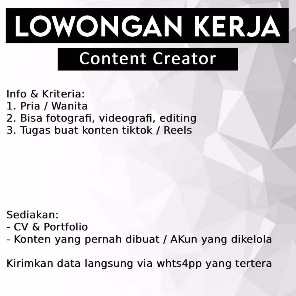 Lowongan Konten Kreator