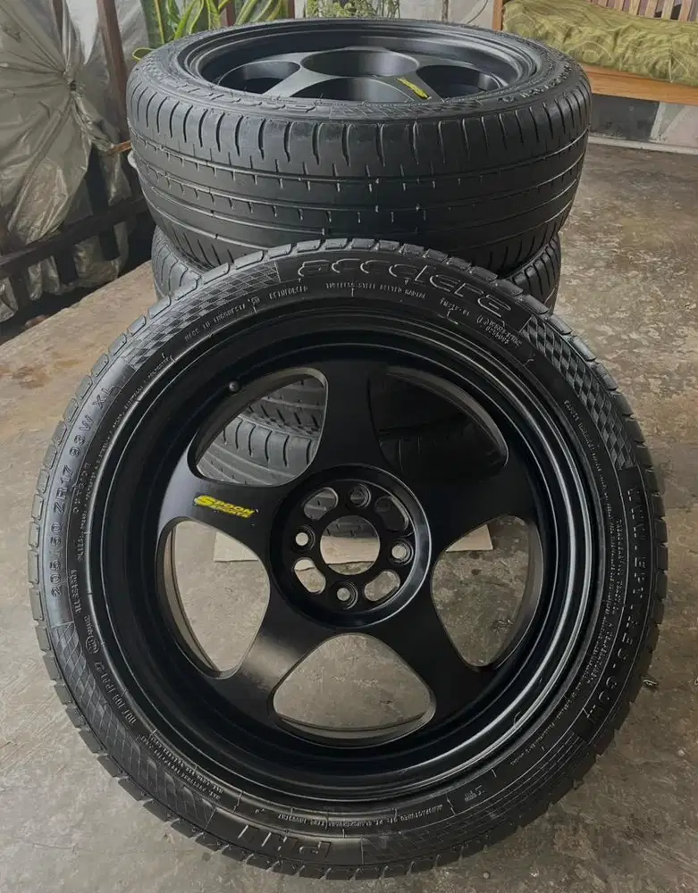 Velg Racing R17 Pcd 4x100 Lebar 7 ET45 Ban 205/50 Oke Siap Pakai BJB