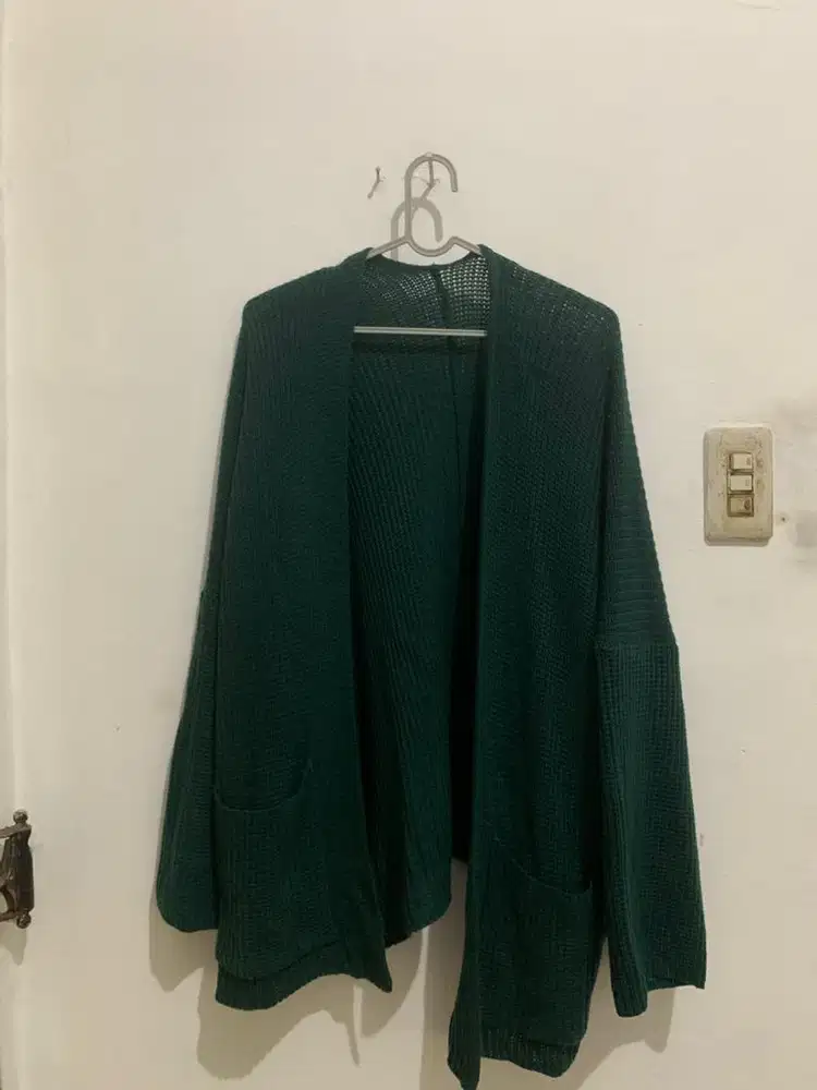 Cardigan rajut warna emerald