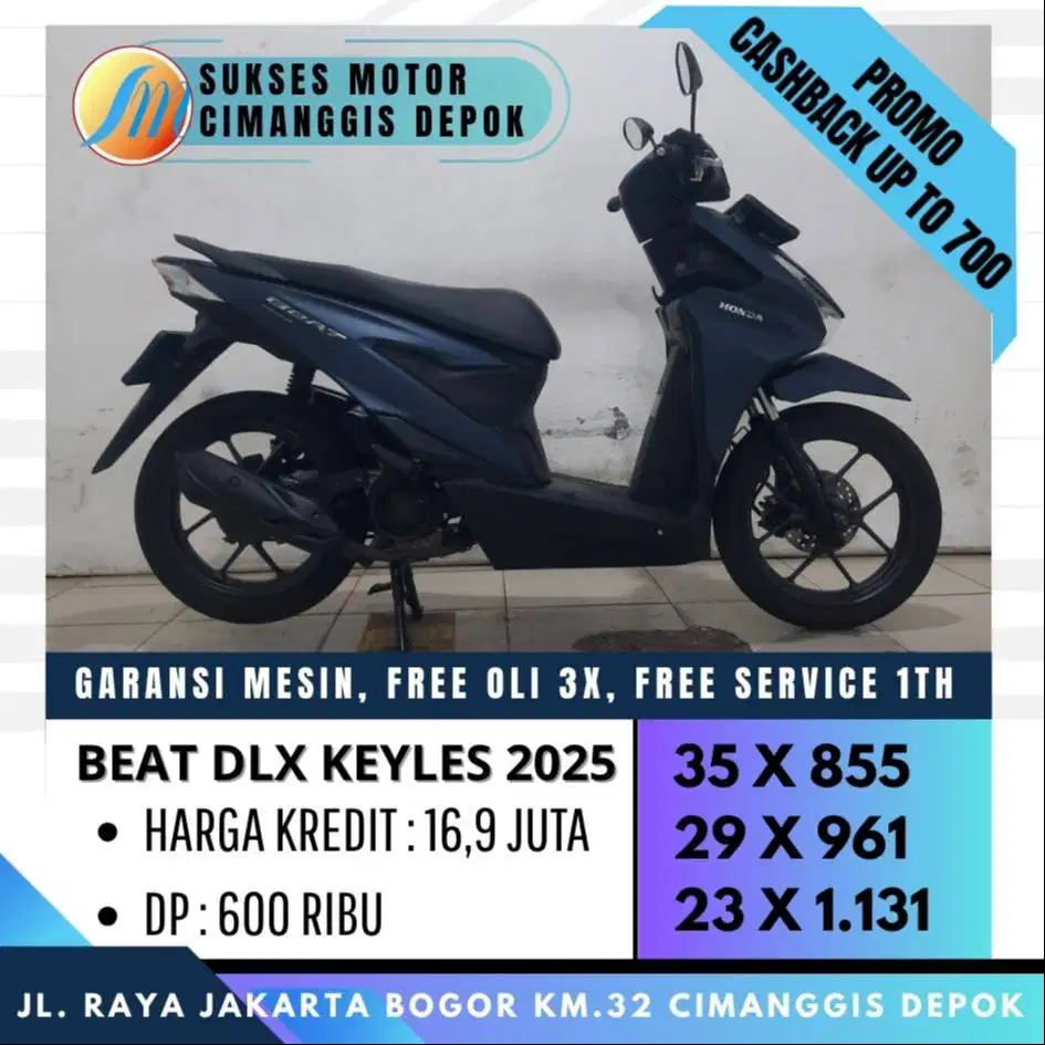 BEAT DELUXE KEYLESS 2025 KM LOW CASH KREDIT DP 600 [SUKSES MOTOR]