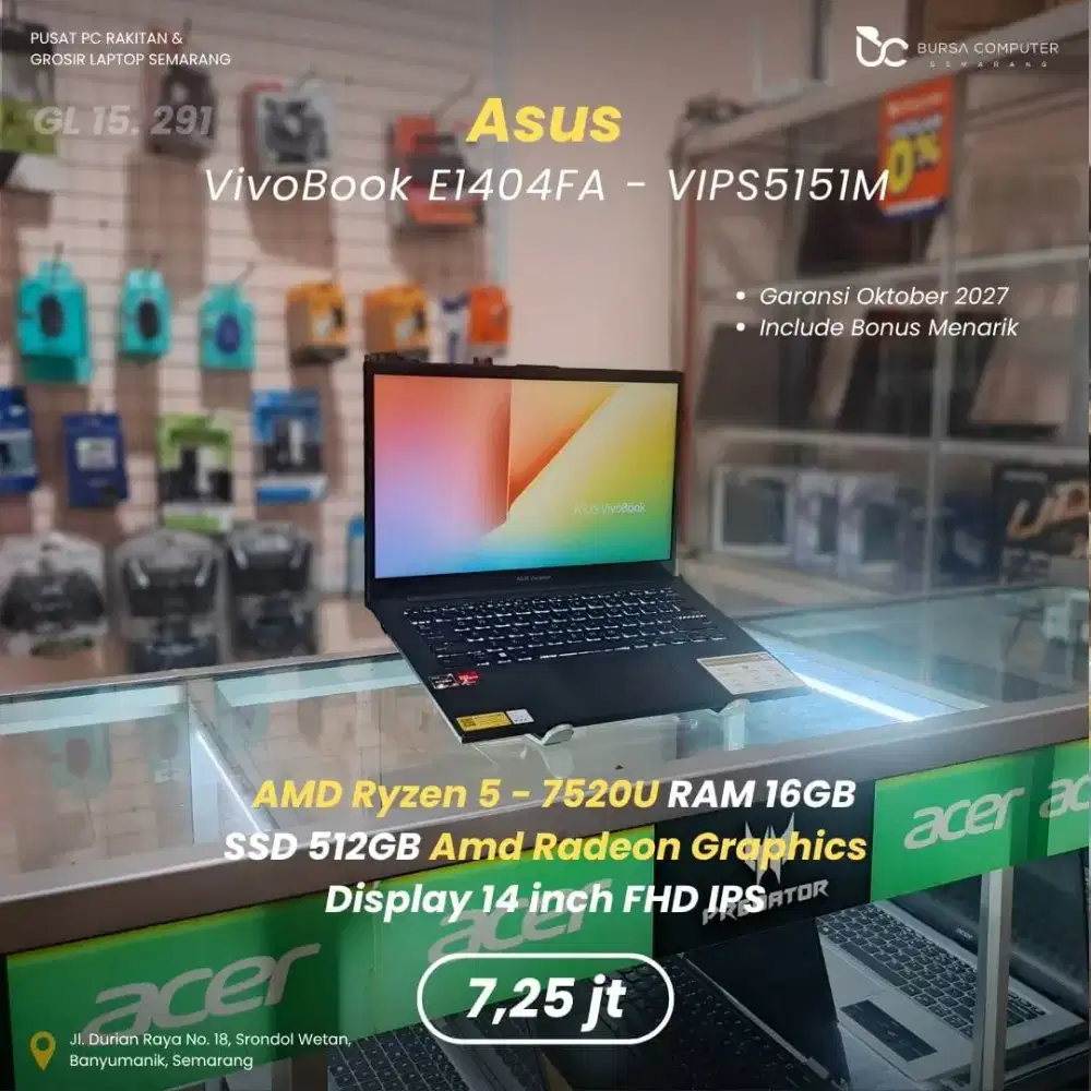 ASUS Vivobook Go 14-E1404FA | Ryzen 5 7520U 16GB 512GB