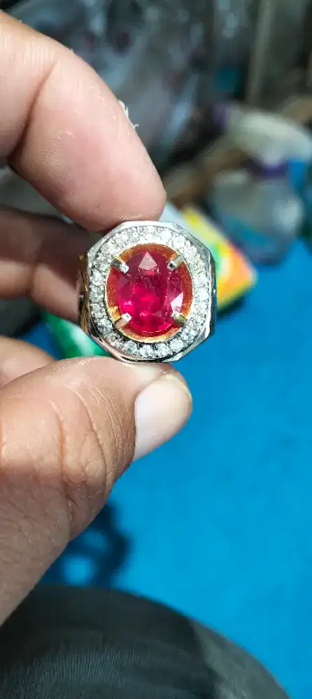 Cincin merah Ruby 5 ct ring perak