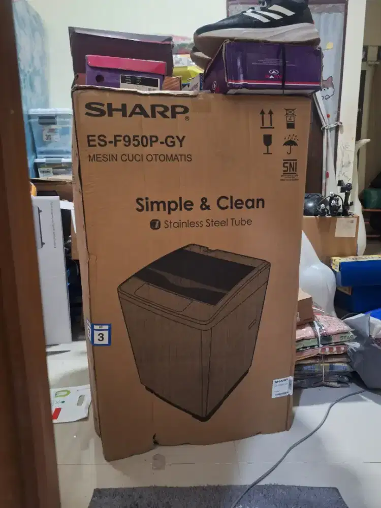 Mesin cuci sharp otomatis 1 tabung kapasitas 7,5kg