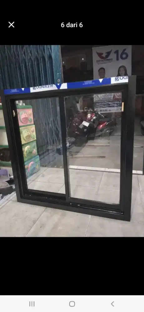 Jendela sliding aluminium T120cm L120cm harga 1,7 jt sama pasang