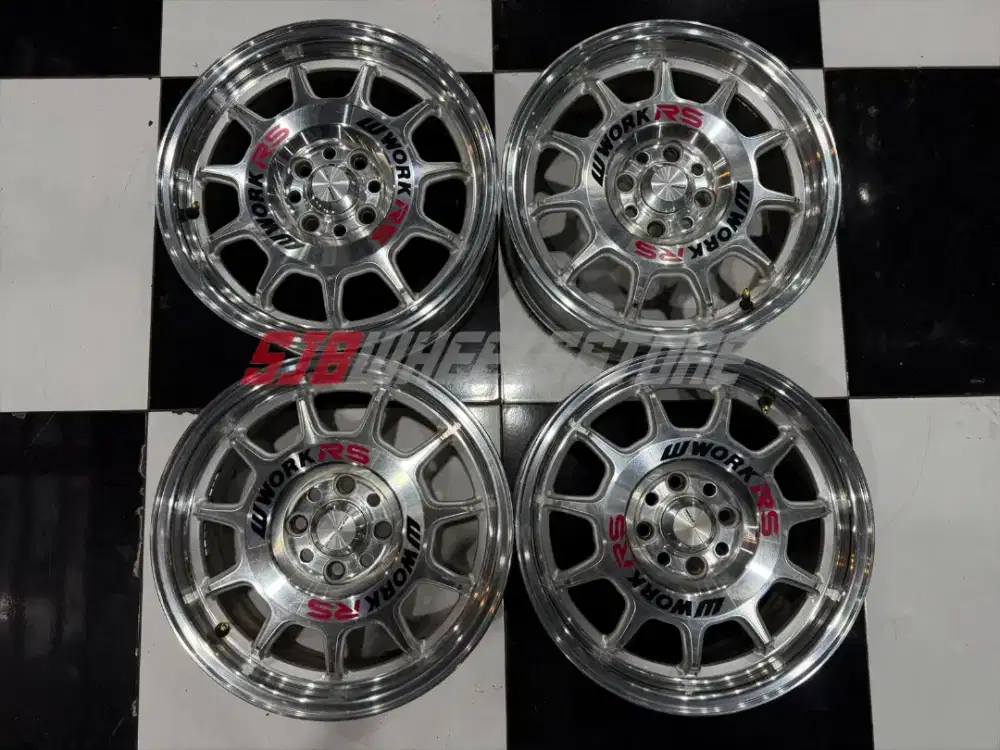 JUAL VELG WORK RS R15 PCD 4x100 SILVER POLISH