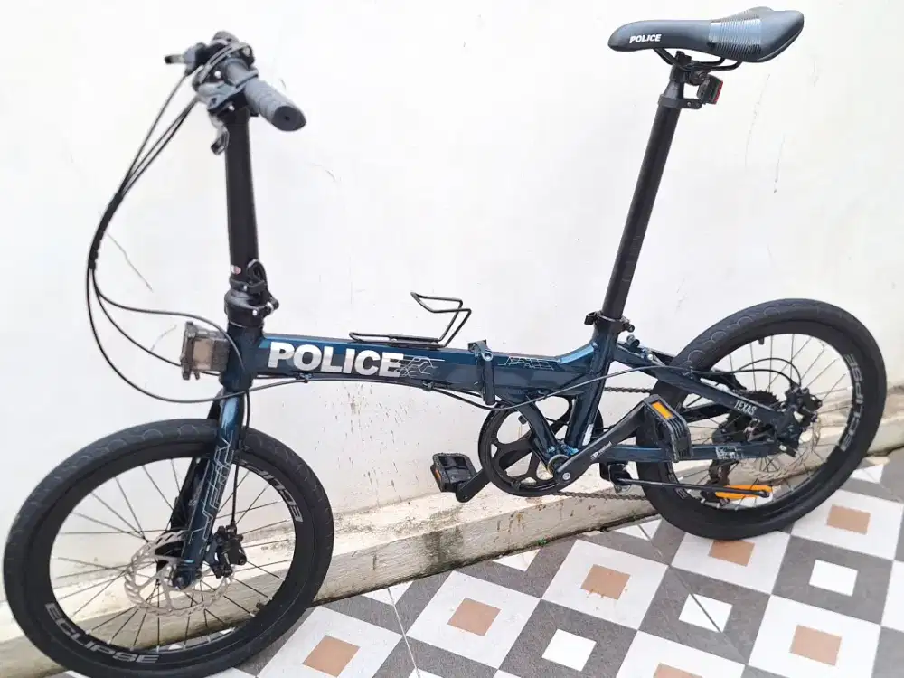 Sepeda lipat Police Texas 20 Hologram Metalic Navy Blue Rem Hidrolik