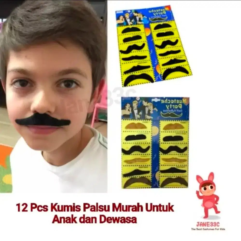 12pcs kumis untuk properti anak dan dewasa