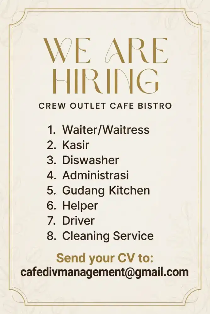 Butuh crew store outlet