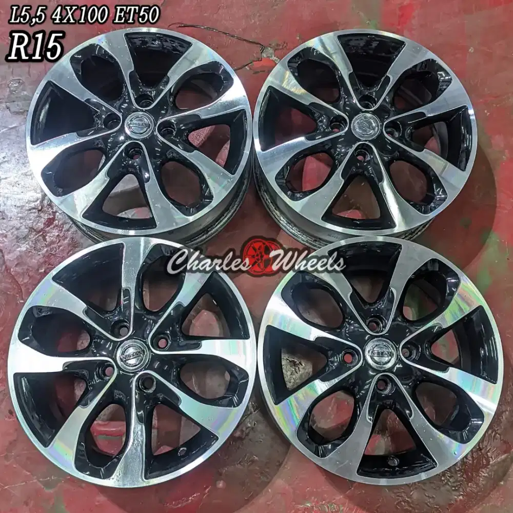 Velg Nissan march Ring 15 Hitam Polish
