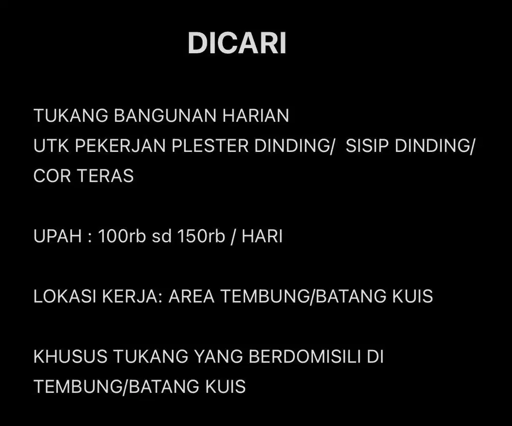 TUKANG BANGUNAN HARIAN