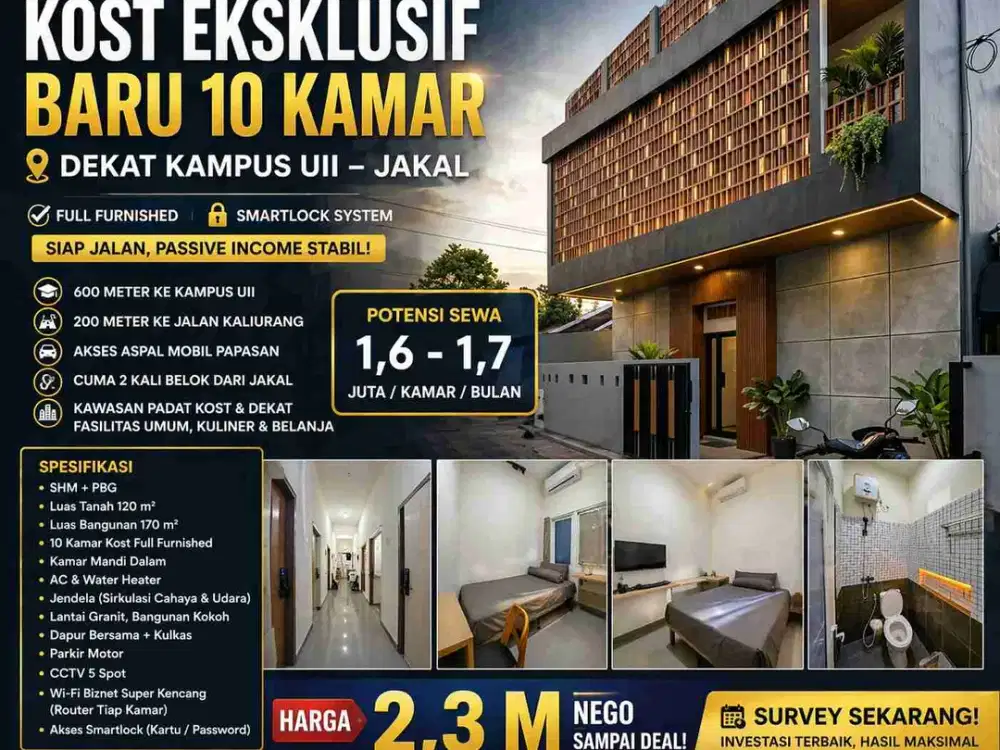 Kost Eksklusif Baru 10 Kamar Dekat UII – Full Furnished, Siap Jalan & Passive Income