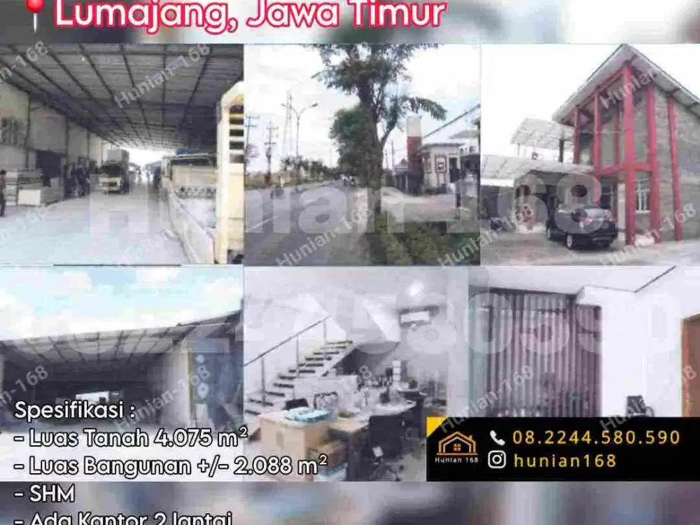 Jual Gudang Kantor Ruko Pabrik Industri Tanah Raya Propinsi Provinsi Lumajang Jatim Jawa Timur