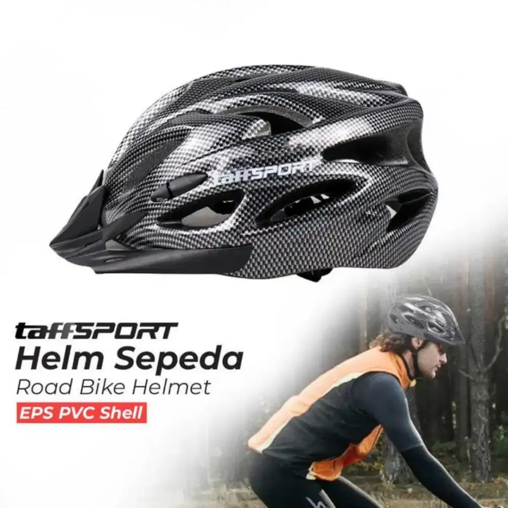 Helm sepeda gunung Taffsport hitam carbon