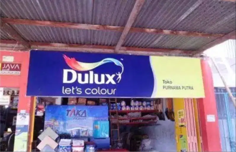 Dekorasi logo papan nama toko booth kontainer neon box sticker tulisan