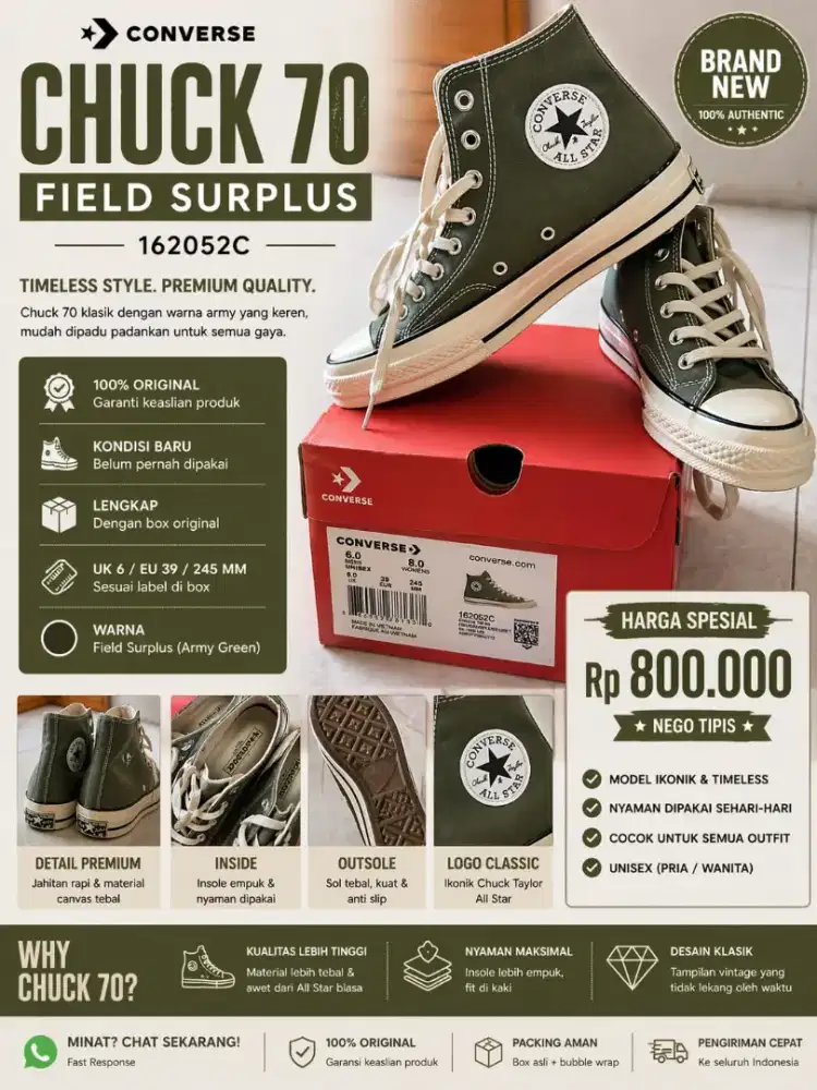 Converse Chuck 70 Hi Field Surplus 162052C