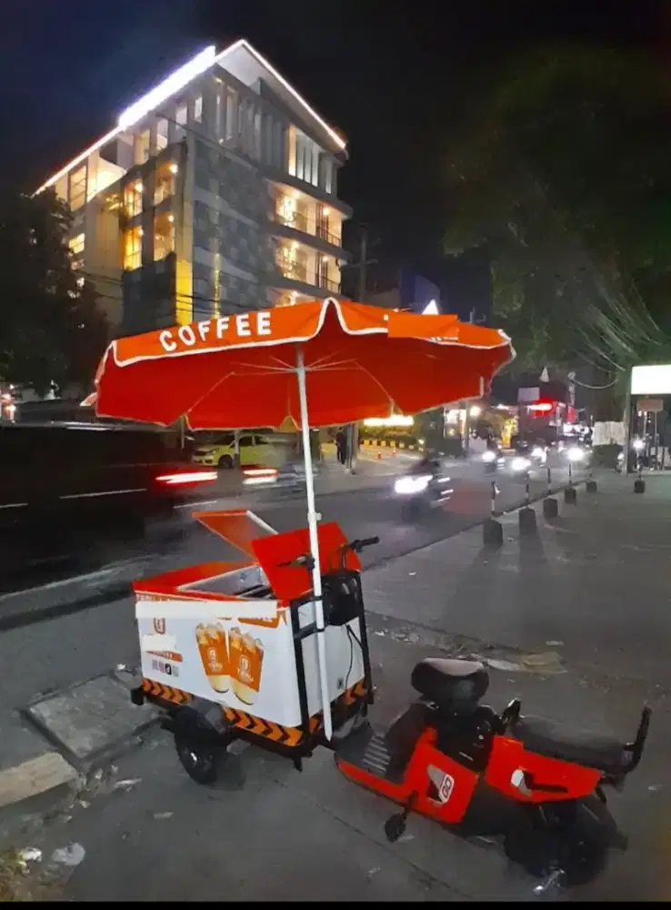 Siap Pakai Gerobak Sepeda Listrik Kopi Keliling Kopling Starling