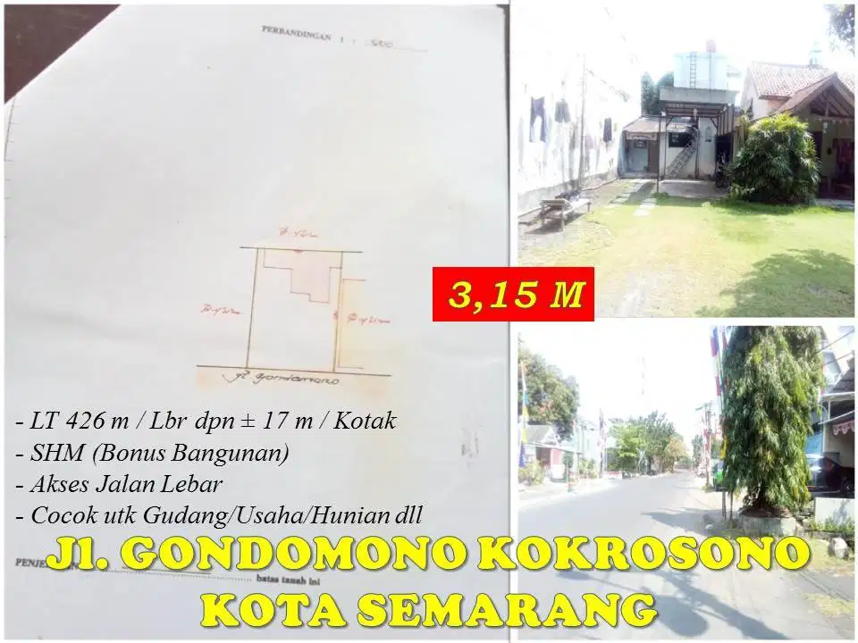 Tanah Gudang Semarang Jl. Gondomono Kokrosono dkt Madukoro& Pelabuhan