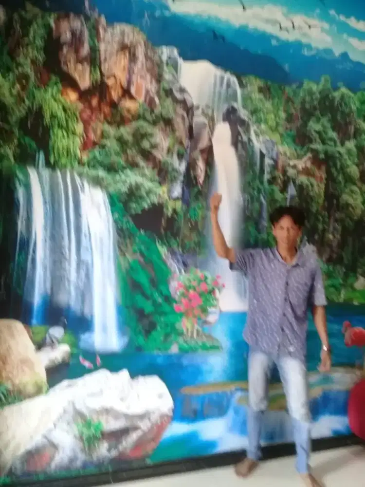 Wallpaper dinding custom 3 dimensi