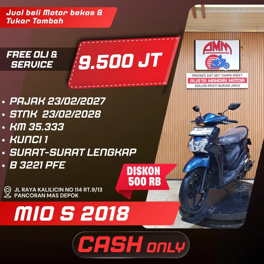 MIO S 2018 PAJAK HIDUP CASH ONLY ALISTA