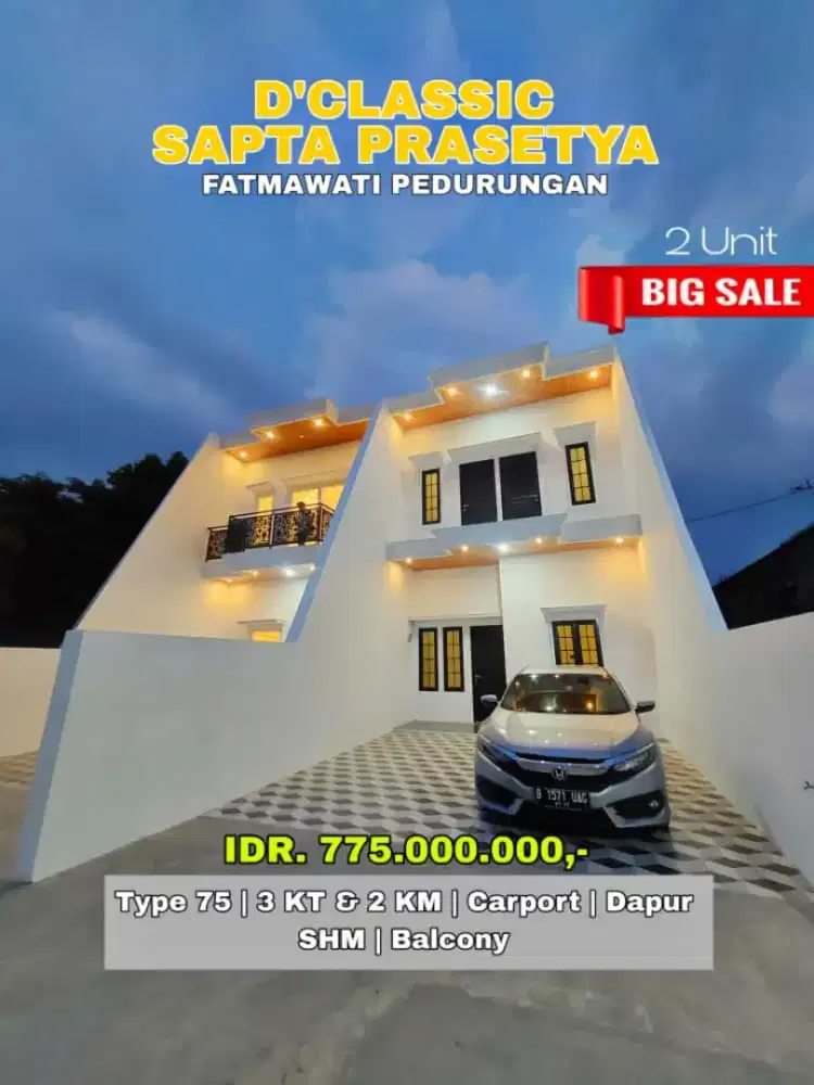 DI JUAL RUMAH BARU DI SAPTA PRASETYA PEDURUNGAN