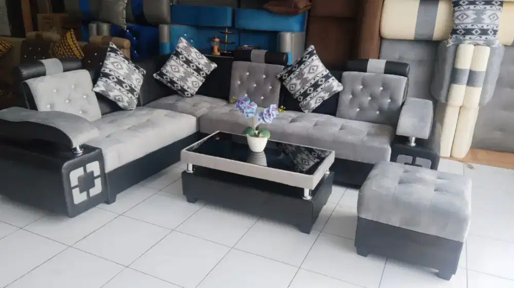 Sofa engkel satu abu hitam