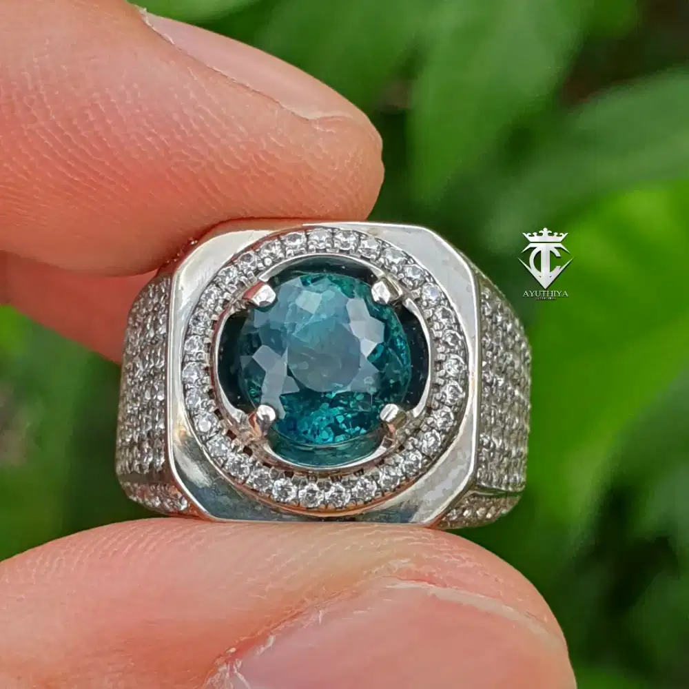 Batu Permata Natural Aurora Blue Indicolite Tourmaline 3.49Ct SKY Memo