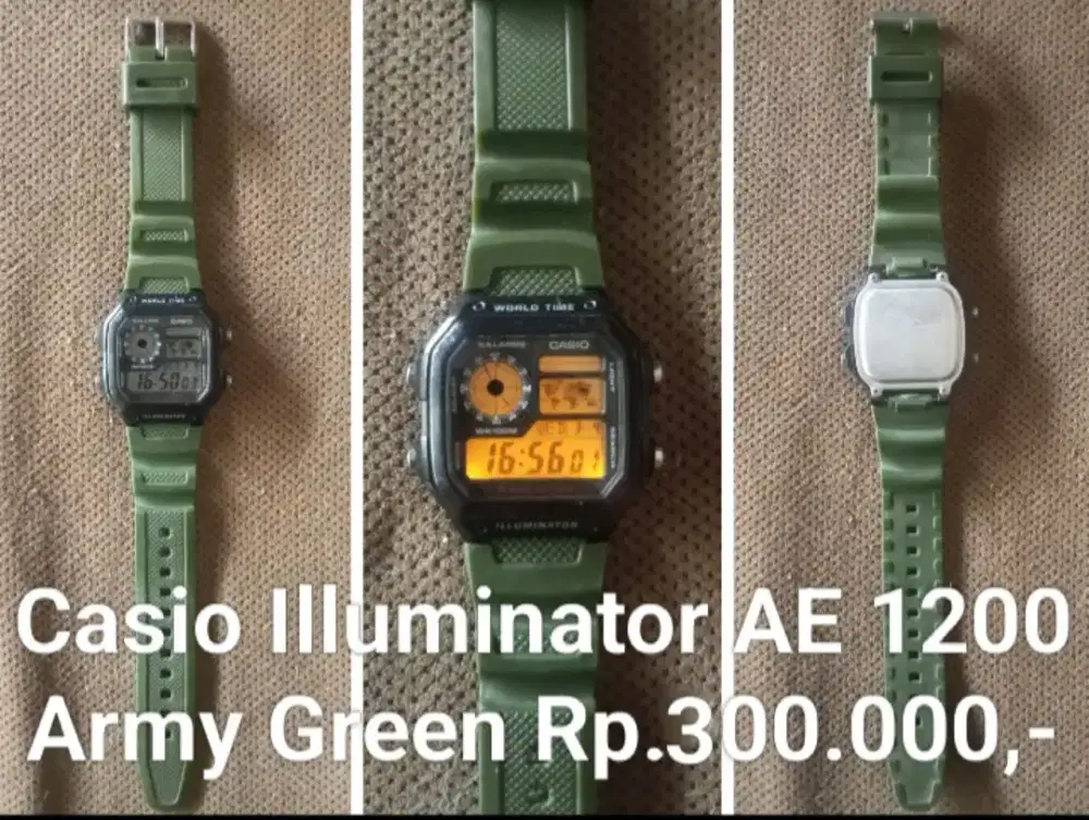 Jam tangan karet Digital Casio illuminator Army